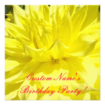 Birthday Party Invitations Custom Yellow Dahlias