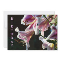 Birthday Party! invitations Pink Lily Flowers