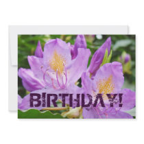 BIRTHDAY! party Invitations Purple Rhodies Flowers