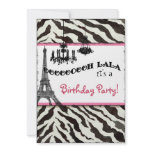 Birthday Party Invite, Zebra, Eiffel Tower invitations