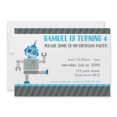 BIRTHDAY PARTY INVITES :: robot dancing 4L by simplysweetart