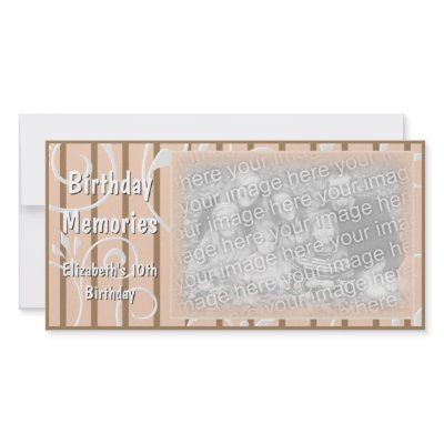 Birthday Party Memories Photo Card Brown Peach by OrangeBirdDesigns