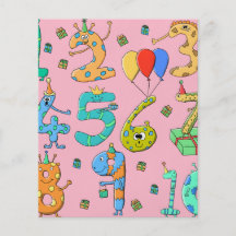 Birthday Party Numbers, on Pink. Full Color Flyer