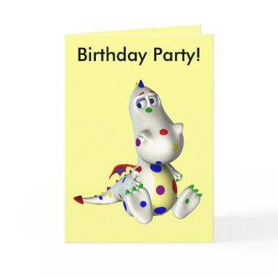 Birthday Party (polka dotted toon dragon) by ZazzleCelebrations