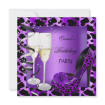 Birthday Party Purple Leopard Black Shoes