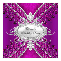 Birthday Party Purple Plum Diamond Beads Announcements