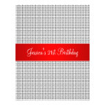 Birthday Party Red Black & White Dots Pattern Personalized Announcement
