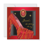 Birthday Party Shoe Gold Red Black Zebra invitations