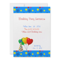 Birthday Party Stars Balloons Invitation