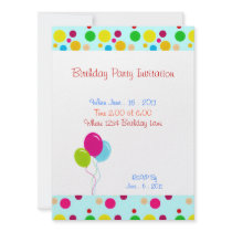 Birthday Party Stars Balloons Invitation
