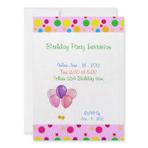 Birthday Party Stars Balloons Invitation