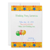 Birthday Party Stars Balloons Invitation