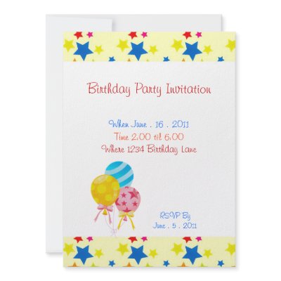 Birthday Party Stars Balloons Invitation by SendInTheClownsStore