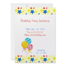 Birthday Party Stars Balloons Invitation