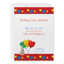 Birthday Party Stars Balloons Invitation