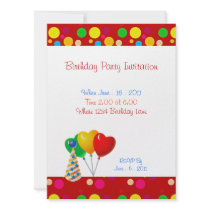 Birthday Party Stars Balloons Invitation