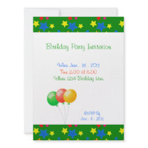 Birthday Party Stars Balloons Invitation