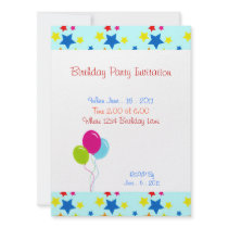 Birthday Party Stars Balloons Invitation