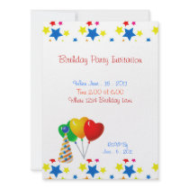 Birthday Party Stars Balloons Invitation
