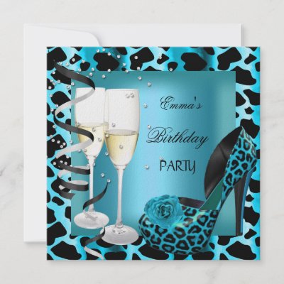 Blue Party Shoes on Birthday Party Teal Blue Leopard Shoes High Heels Champagne Invitation