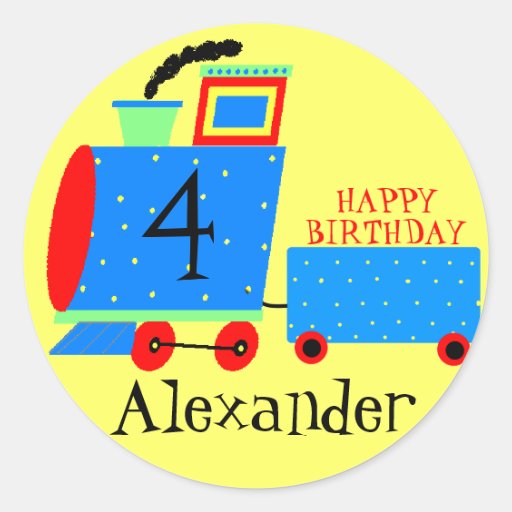 Birthday Party Train-Age Round Stickers