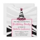 Birthday Party - Zebra Print & Pink Party Hat
