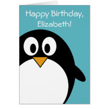Birthday Penguin Customisable Greeting Card