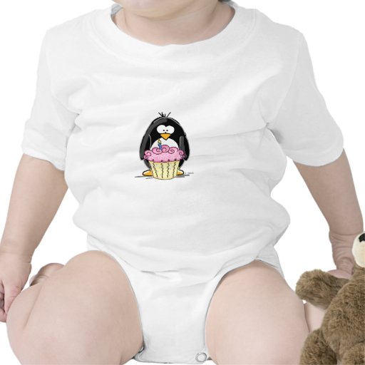 Birthday Penguin with Cupcake Baby Creeper