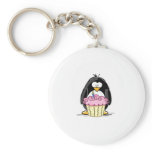 Birthday Penguin with Cupcake Key Chain
