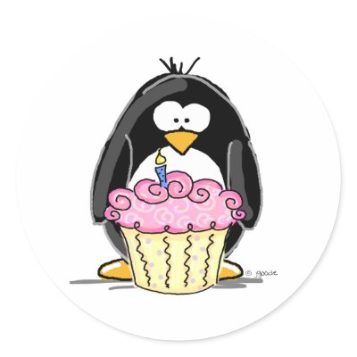 Birthday Penguin with Cupcake Sticker by penguinality