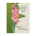 Birthday, Pink Gladiolus  Postcard