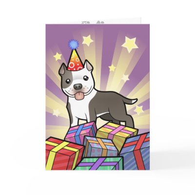 Birthday Pitbull / American Staffordshire Terrier by CartoonizeMyPet