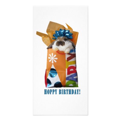 Birthday rabbit customized photo card by itsabunnything