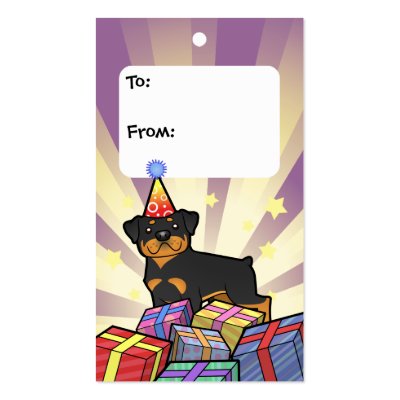 Birthday Rottweiler Gift Tags by CartoonizeMyPet