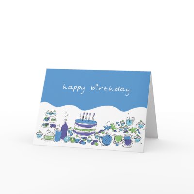 Birthday Tea Greeting Cards by zipporahdesigns