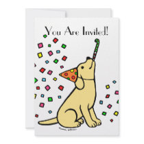 Birthday Yellow Labrador Cartoon Invitations