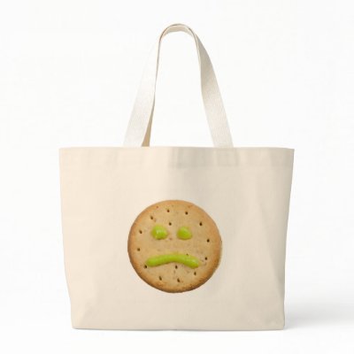 Biscuit with sad face bag by joxxxxjo