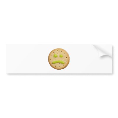 Biscuit with sad face bumper stickers by joxxxxjo