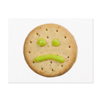 Biscuit with sad face postcards by joxxxxjo