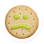 Biscuit with sad face stickers