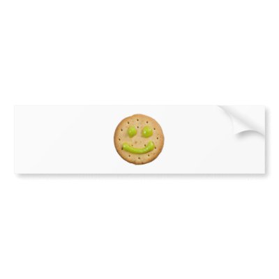 Biscuit with smiley face bumper sticker by joxxxxjo