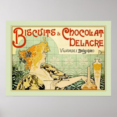 Biscuits & Chocolat Delacre (Sage) Poster by Vintage_Nouveau