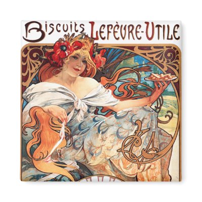 Biscuits Lefevre-Utile, Mucha Refrigerator Magnet by VintageArtPosters