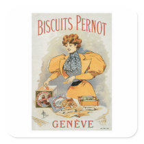 Biscuits Pernot Vintage Food Ad Art Square Sticker