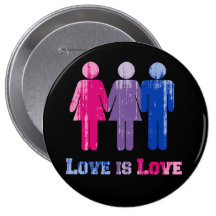 Bisexual Love is Love distressed.png Pinback Buttons
