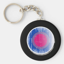 Bisexual Pride Button distressed.png Keychain