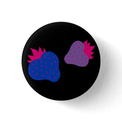 Bisexual Strawberries button (black) by destructobot
