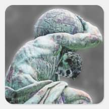 Bismarck Statue, Berlin, Greek God Atlas, Grey Bac Square Stickers