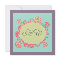 Bismillah flower Islamic wedding invitation katb