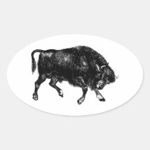 Bison Buffalo American Vintage Wood Engraving Stickers